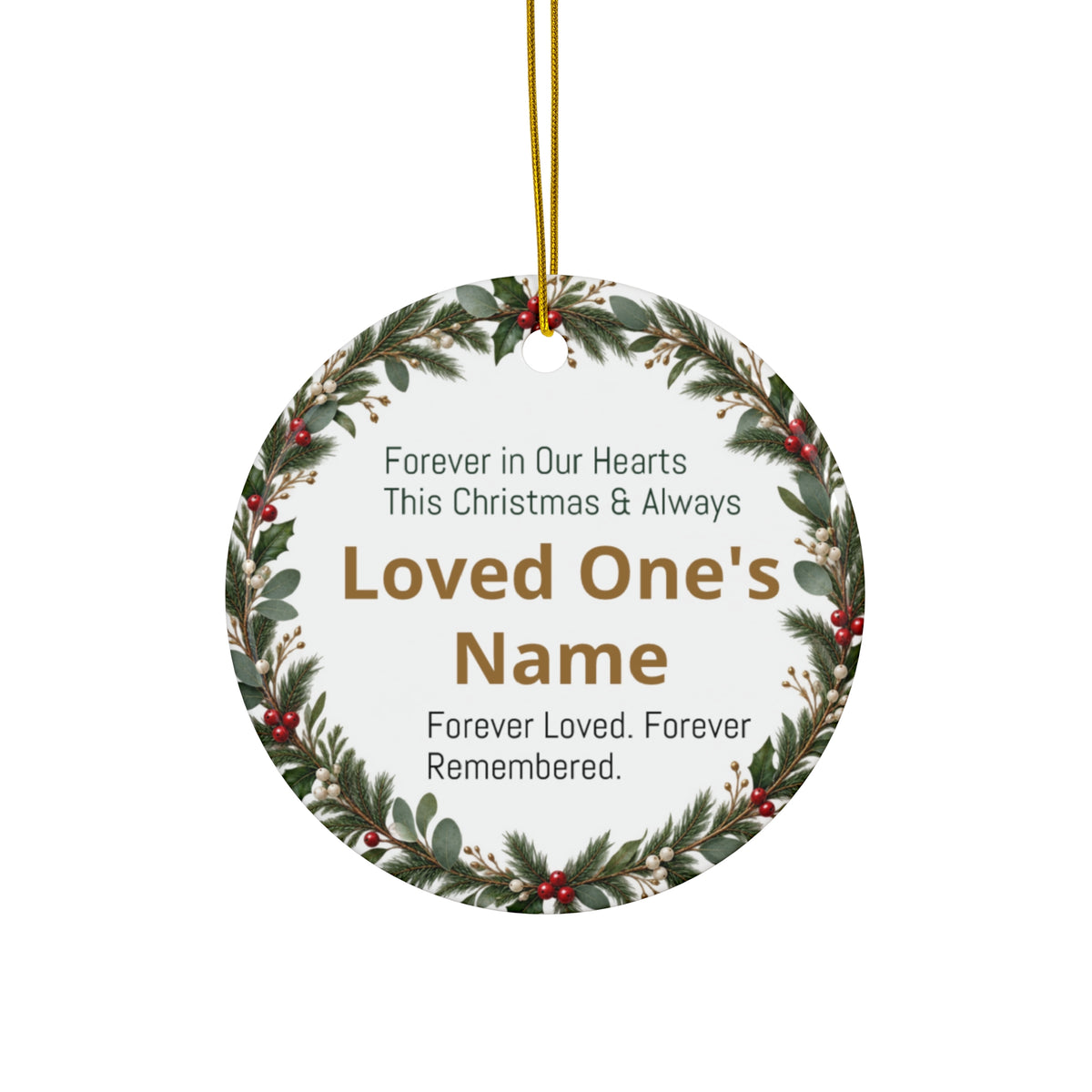 Forever in Our Hearts Personalized Christmas Memorial Ornament