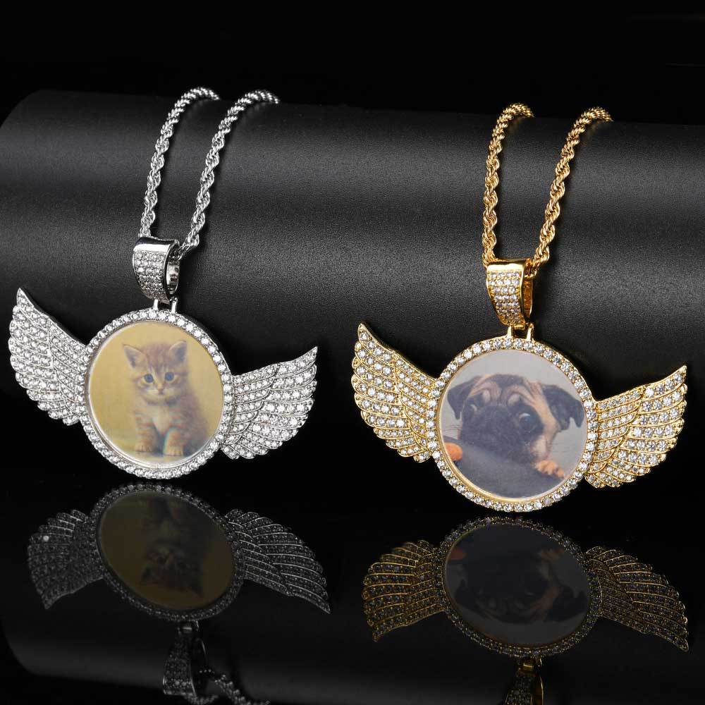 Always With You Personalized Angel Wing Photo Necklace