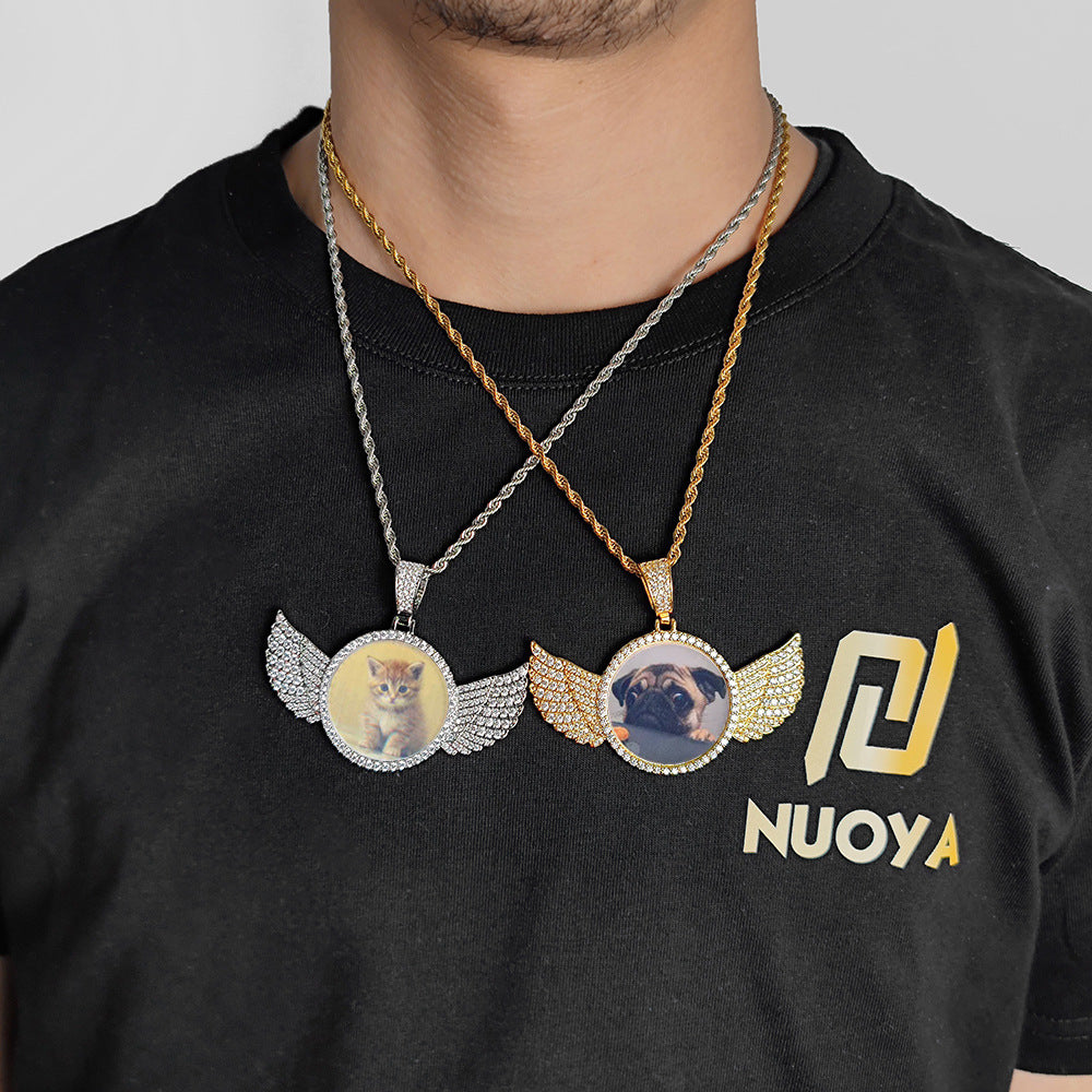 Always With You Personalized Angel Wing Photo Necklace