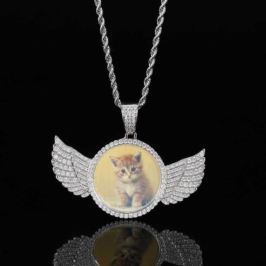 Always With You Personalized Angel Wing Photo Necklace