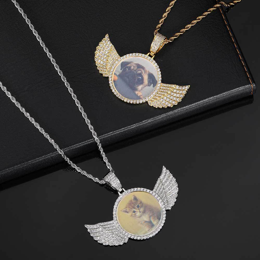 Always With You Personalized Angel Wing Photo Necklace