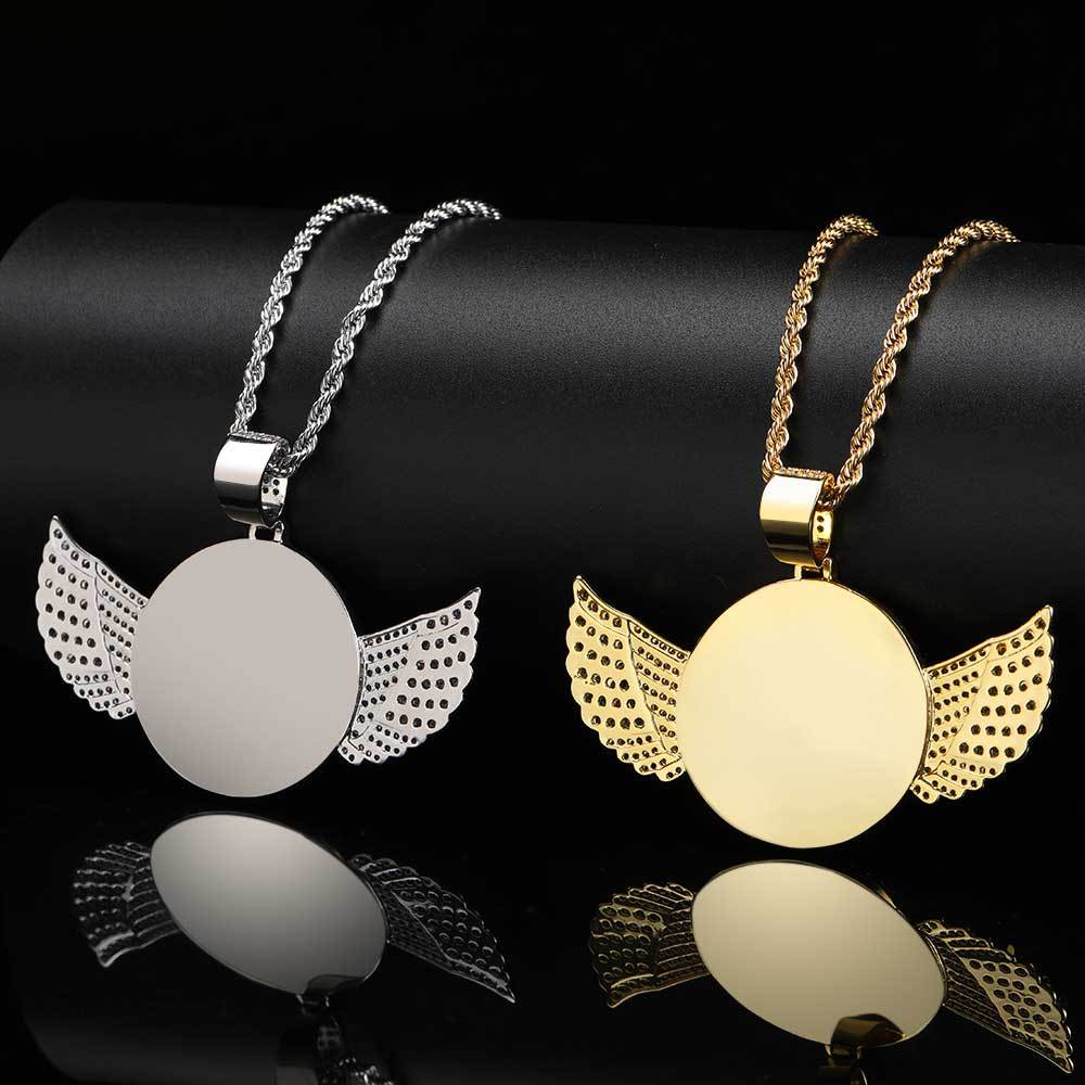 Always With You Personalized Angel Wing Photo Necklace